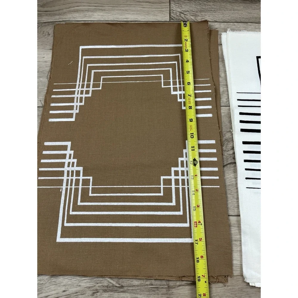 Fabric Blocks Geometric Art Deco Painted Cotton Quilt Artist Designed Lot of 11
